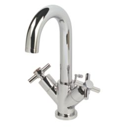 Swirl Minimalist Chrome 256mm Standard Cross Head Mono Basin Mixer Tap  With Pop-Up Waste