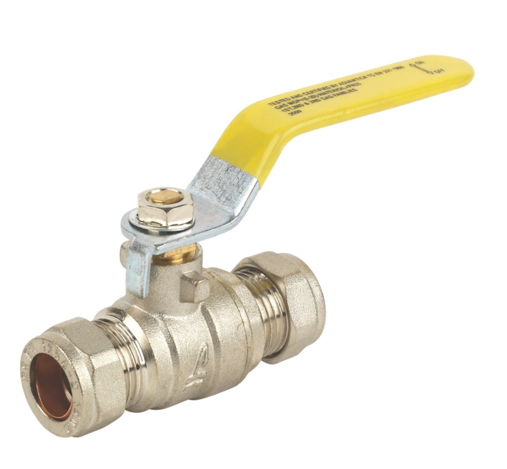 Essentials Compression Full Bore 15mm Ball Valve with Yellow Handle