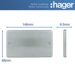 Hager Sollysta WRP2BS 2-Gang Blanking Plate Brushed Stainless Steel