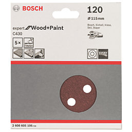 Bosch  C430 120 Grit 8-Hole Punched Wood Sanding Sheets 115mm 5 Pack