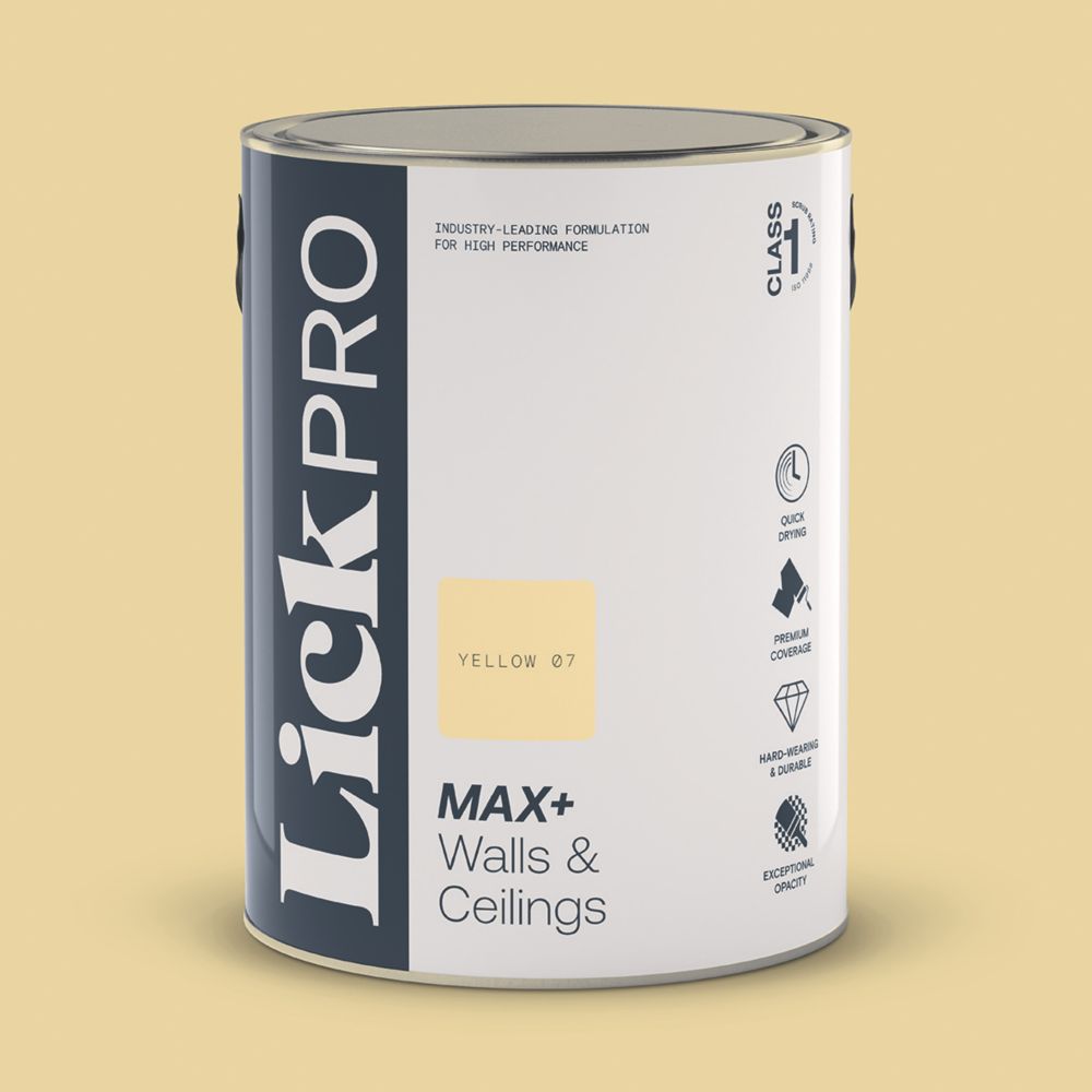 LickPro Matt Yellow 07 Emulsion Paint 5Ltr Screwfix