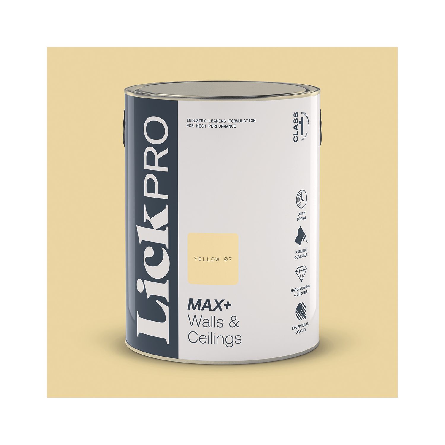 LickPro Max+ 5Ltr Yellow 07 Matt Emulsion Paint (804JX)