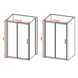 Framed Rectangular Sliding Shower Door Polished Silver 1200mm x 1850mm