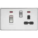 Knightsbridge  45A 2-Gang DP Cooker Switch & 13A DP Switched Socket Polished Chrome with LED with Black Inserts