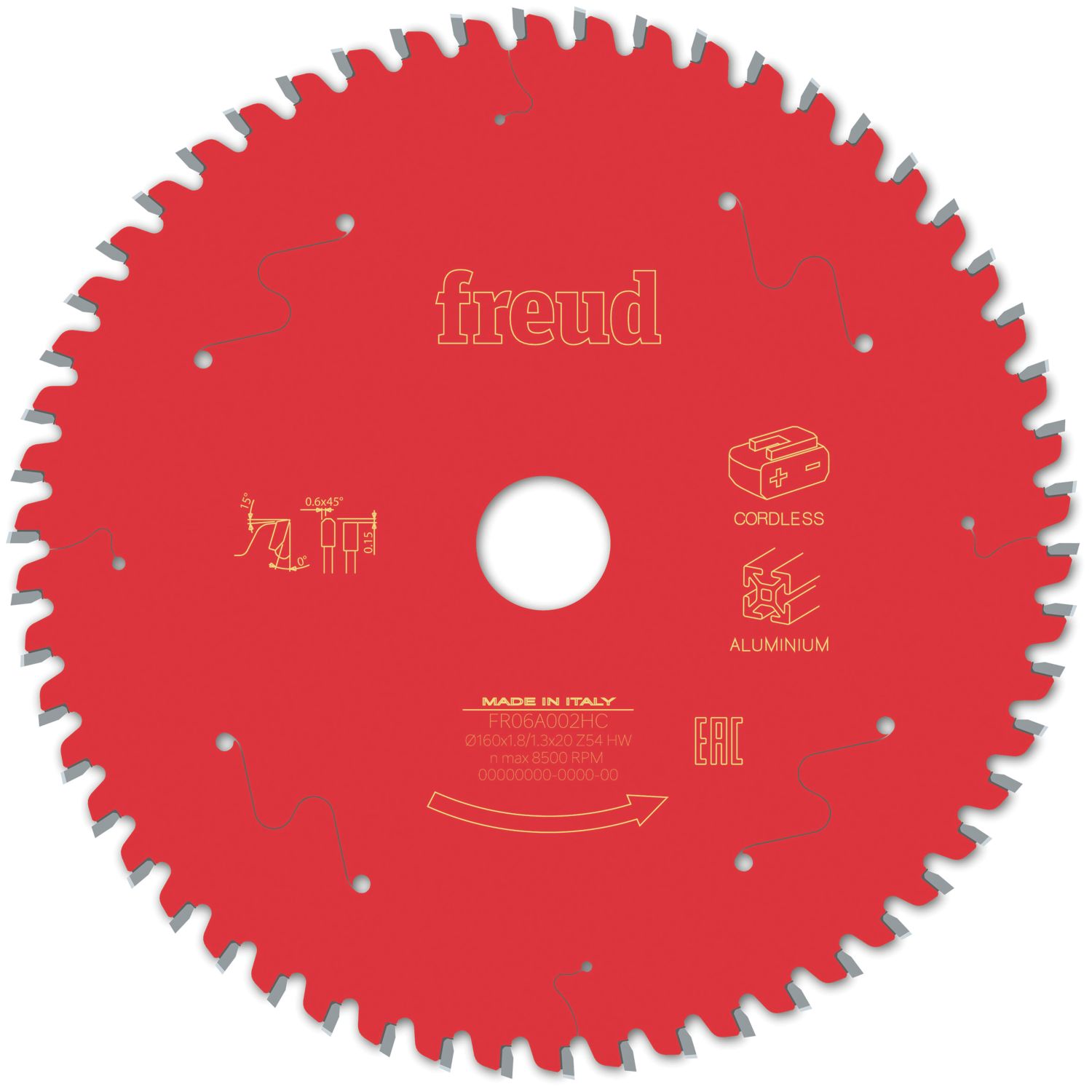 Freud F03FS10085 Aluminium/Plastic Circular Saw Blade 160mm x 20mm 54T (804VX)