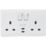Knightsbridge Curved Edge 13A 2-Gang DP Switched Socket + 1.5A 30W 2-Outlet Type C USB Charger White