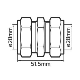 Flomasta  Brass Compression Equal Coupler 28mm