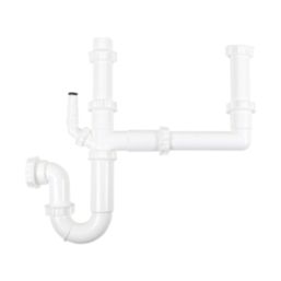 FloPlast Double Bowl Sink Trap Kit White 40mm