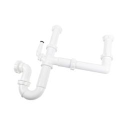 FloPlast Double Bowl Sink Trap Kit White 40mm