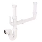 FloPlast Double Bowl Sink Trap Kit White 40mm