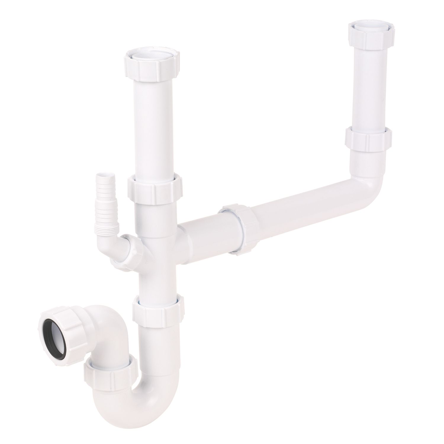 FloPlast Double Bowl Sink Trap Kit White 40mm (80588)
