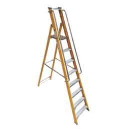 Lyte Fibreglass 2.71m 8 Step Platform Step Ladder With Handrail