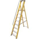 Lyte Fibreglass 2.3m 8 Step Platform Step Ladder With Handrail