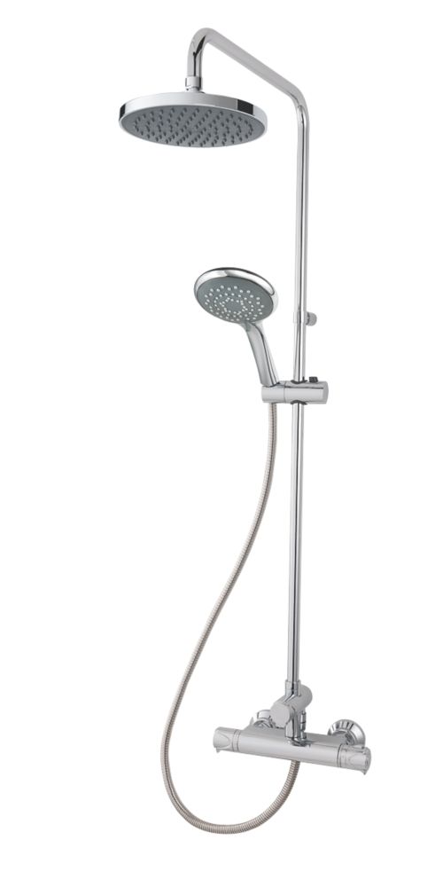 Moretti Acqua Thermostatic Mixer Shower Fixed Flexible Exposed Chrome.Thermostatic Mixer Showers Showering Screwfix Com