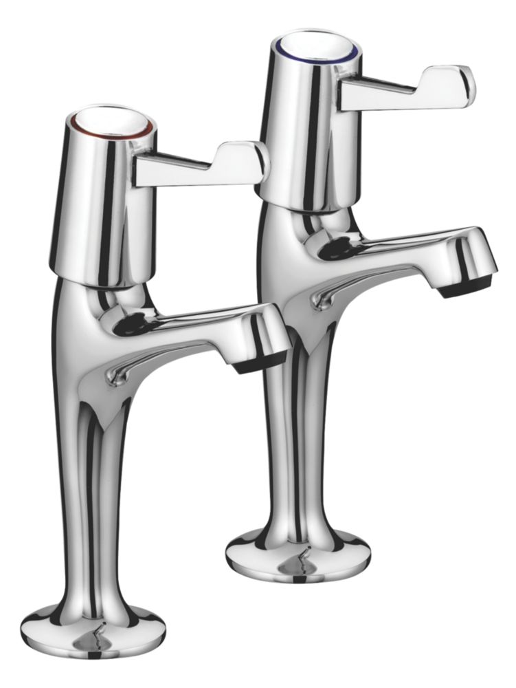 Bristan Lever Contemporary Single Lever High Neck Pillar Kitchen Taps Chrome 1 Pair Screwfix
