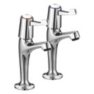 Bristan Lever Contemporary Single Lever High Neck Pillar Kitchen Taps Chrome 1 Pair