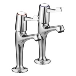 Bristan Lever Contemporary Single Lever High Neck Pillar Kitchen Taps Chrome 1 Pair