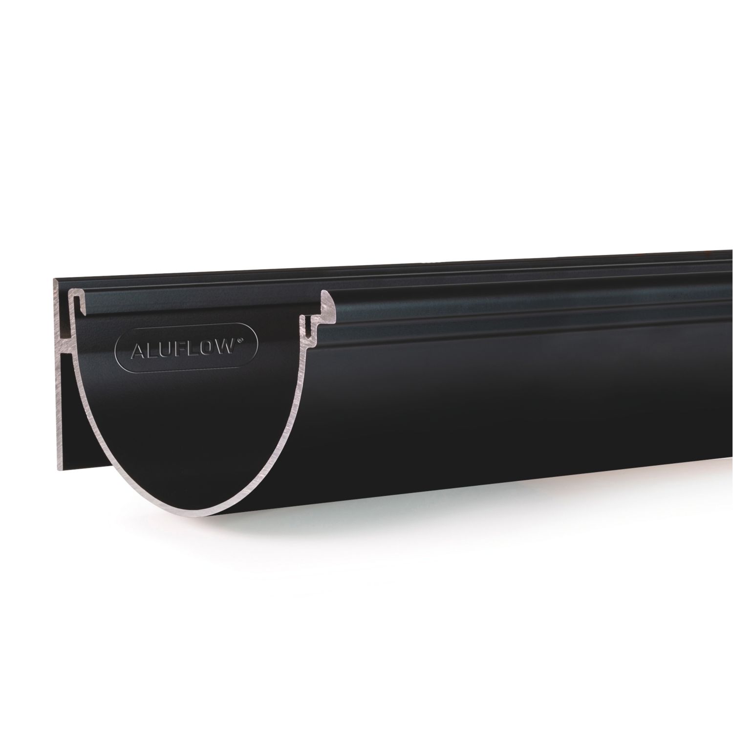 Aluflow Aluminium Half Round Deep Gutter Length Black 115mm x 2m (805KA)
