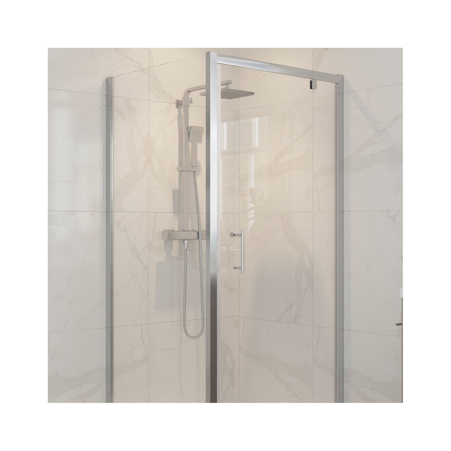 Semi-Framed Side Panel Polished Silver 760mm (805RJ)