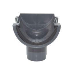 FloPlast MiniFlo uPVC Half Round Stop End Outlet Anthracite Grey 76mm x 50mm