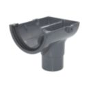 FloPlast MiniFlo uPVC Half Round Stop End Outlet Anthracite Grey 76mm x 50mm