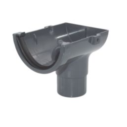 FloPlast MiniFlo uPVC Half Round Stop End Outlet Anthracite Grey 76mm x 50mm