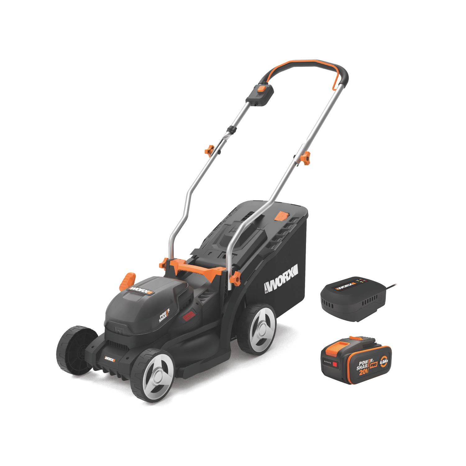 Worx WG733E 20V 1 x 4.0Ah Li-Ion PowerShare Pro Brushless Cordless 33cm Lawn Mower (805YU)