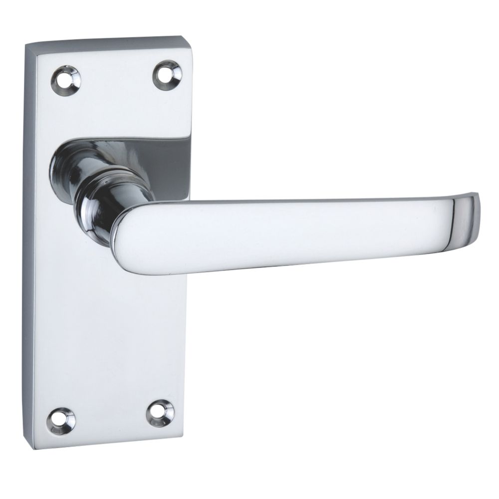 Smith & Locke Fire Rated Latch Door Handles Pair Polished Chrome Screwfix