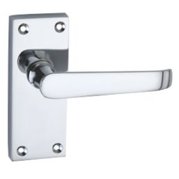 Smith & Locke  Fire Rated Latch Door Handles Pair Polished Chrome