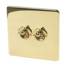 Crabtree Platinum 10AX 2-Gang 2-Way Toggle Switch  Polished Brass