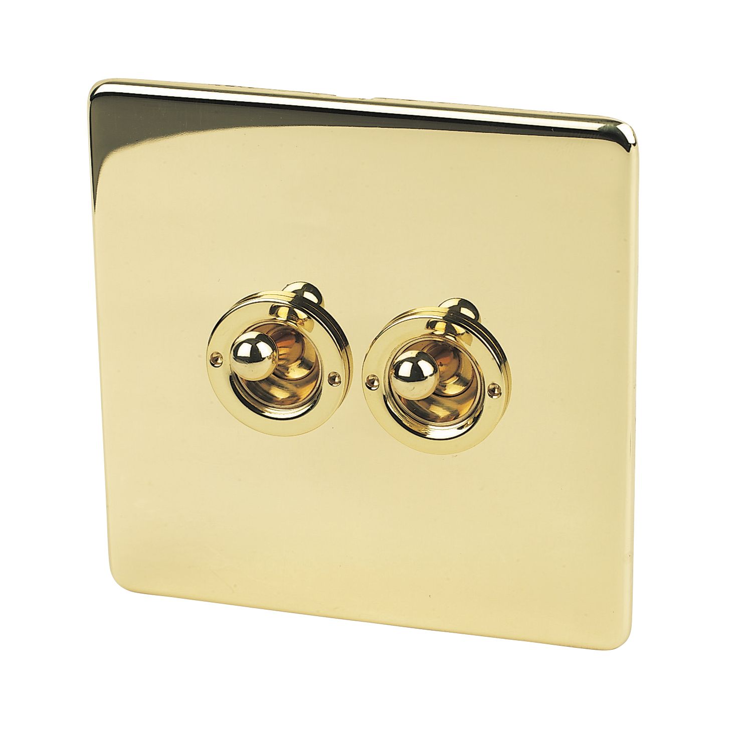 Crabtree Platinum 10AX 2-Gang 2-Way Toggle Switch Polished Brass (80680)