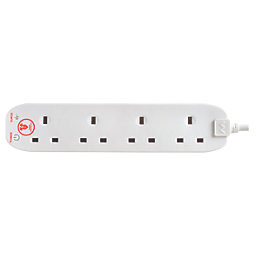 Masterplug 13A 4-Gang Unswitched Surge-Protected Extension Lead  2m