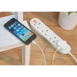 Masterplug 13A 4-Gang Unswitched Surge-Protected Extension Lead  2m