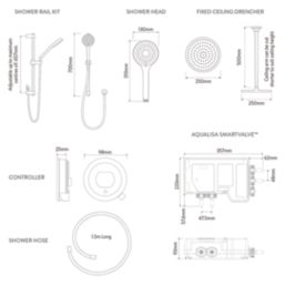 Aqualisa Optic Q HP/Combi Rear-Fed Chrome Thermostatic Dual Outlet Smart Shower with Ceiling-Fixed Head