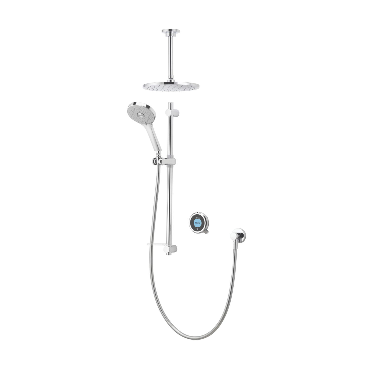 Aqualisa Optic Q HP/Combi Rear-Fed Chrome Thermostatic Dual Outlet Smart Shower with Ceiling-Fixed Head (806AJ)