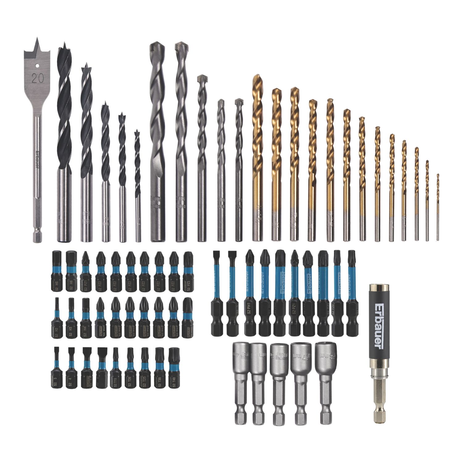 Erbauer Multi-Material Drill & Screwdriver Bit Set 69 Pieces (806CA)