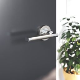 Cooke & Lewis Jaslanic Fire Rated Lever on Rose Handle Pair Polished Chrome / Satin Nickel