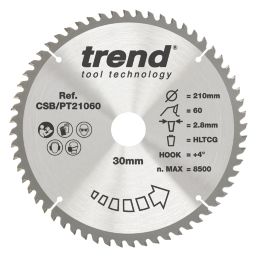 Trend CSB/PT21060 High Pressure Laminate Saw Blade 210mm x 30mm 60T