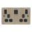 LAP  13A 2-Gang SP Switched Socket + 3A 22W 2-Outlet Type A & C USB Charger Antique Brass with Black Inserts