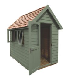 Forest FRA58GNIN 5' 6" x 8' 6" (Nominal) Apex Overlap Timber Shed with Assembly