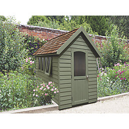 Forest FRA58GNIN 5' 6" x 8' 6" (Nominal) Apex Overlap Timber Shed with Assembly