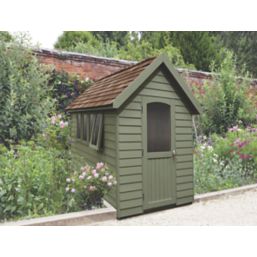 Forest FRA58GNIN 5' 6" x 8' 6" (Nominal) Apex Overlap Timber Shed with Assembly