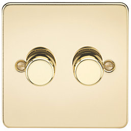 Knightsbridge  2-Gang 2-Way LED Intelligent Dimmer Switch  Polished Brass