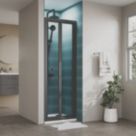 ETAL  Framed Rectangular Bi-Fold Shower Door Matt Black 750mm x 1900mm