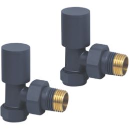 Towelrads  15mm x 1/2" Anthracite Angled Designer Manual Radiator Valve & Lockshield  2 Pack