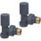 Towelrads  15mm x 1/2" Anthracite Angled Designer Manual Radiator Valve & Lockshield  2 Pack