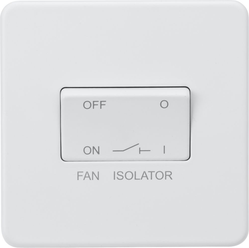 Knightsbridge 10AX 1Gang TP Fan Isolator Switch Matt White Screwfix