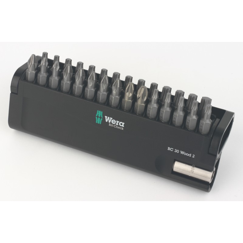 Wera Bit-Check 30 Wood 2 1/4" Hex Shank Mixed Bit Set 30 Pieces