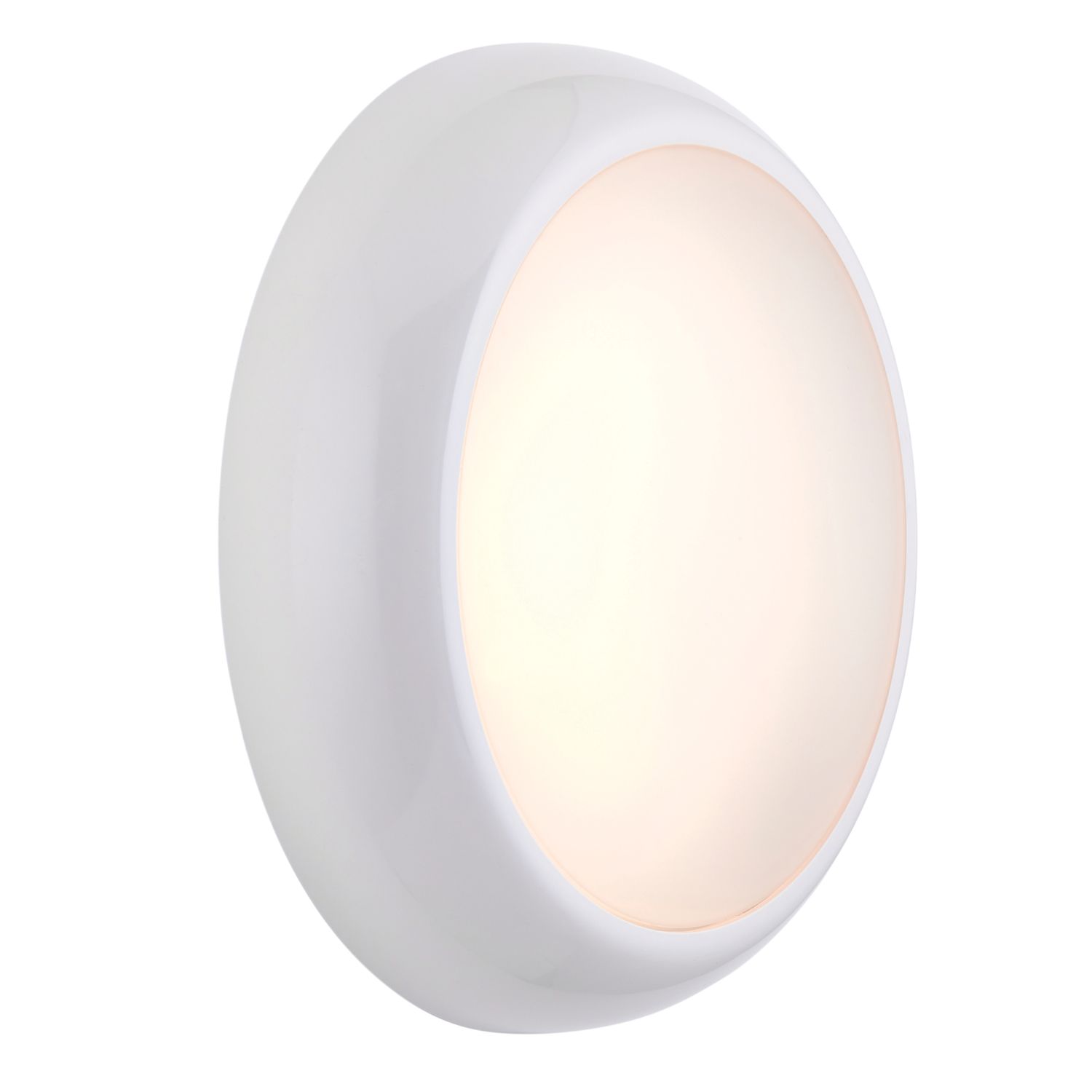Saxby HeroPro Mini Outdoor Round LED Bulkhead With Microwave Sensor Gloss White 12W 1200lm (807VX)
