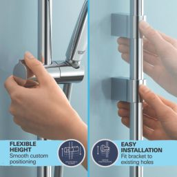 Grohe Precision Flow HP Rear-Fed Exposed Chrome Thermostatic Shower Mixer Set